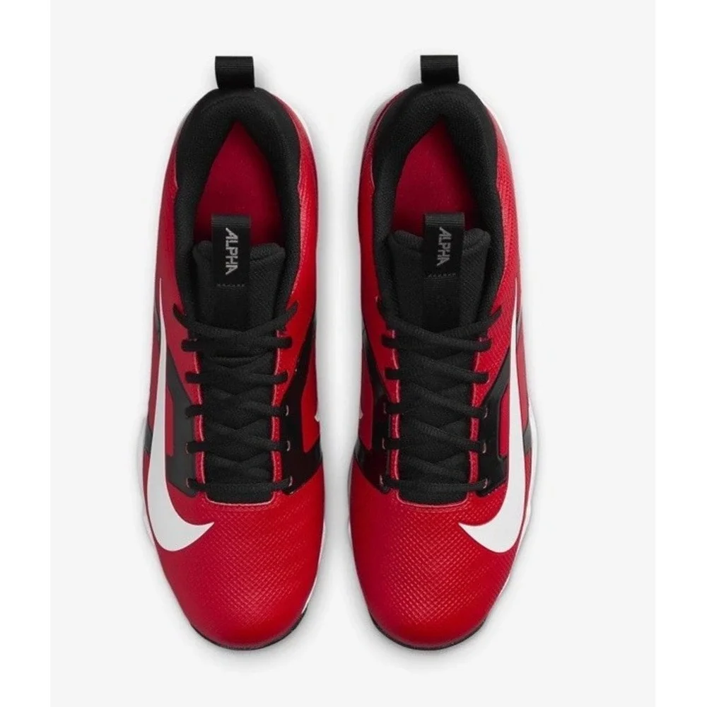 NIB Nike Alpha Menace 4 Shark Football Cleats MEN Sz 12‎ Red White Lace Up Cleat